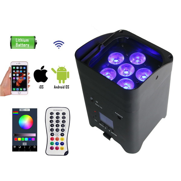 BY-866A 6pcs 4in1/5in1/6in1 LED wireless battery powered uplights with smartphone APP control 
